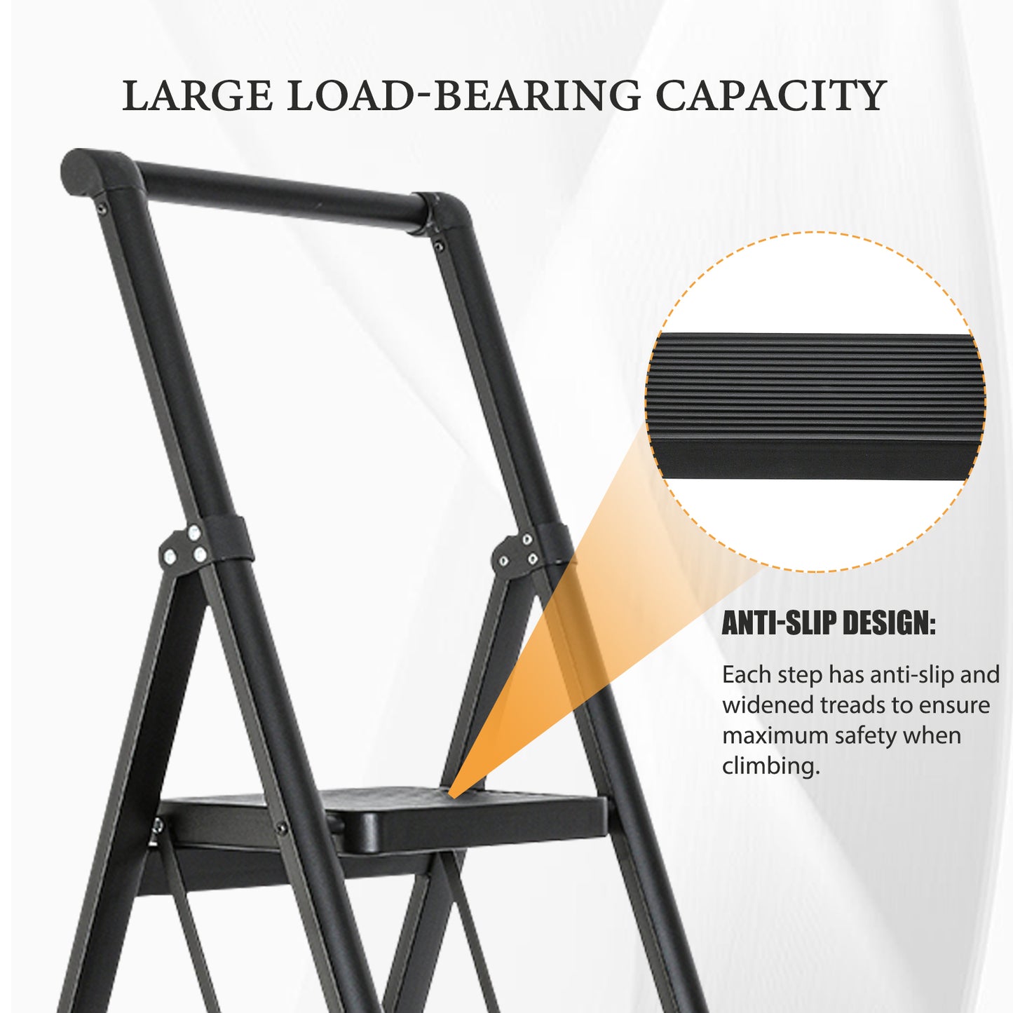 5-Step Aluminum Folding Step Stool Ladder 330 lbs. Load Capacity Type IA Duty Rating (5.54 ft. Reach Height), Black