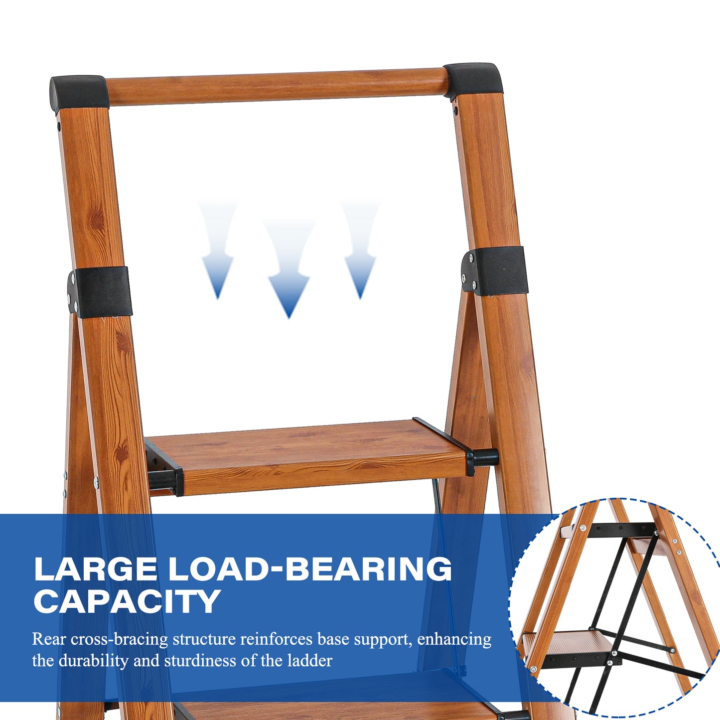 5-Step Aluminum Folding Step Stool Ladder 330 lbs. Load Capacity Type IA Duty Rating (5.54 ft. Reach Height), Wood GRain