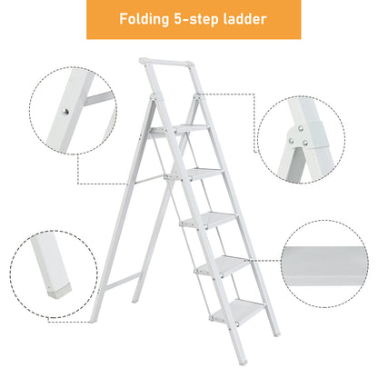 5-Step Aluminum Alloy Folding Step Stool Ladder 330 lbs. LoadCapacity Type lA Duty Rating (5.54 ft. Reach Height)
