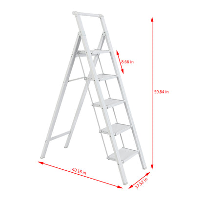 5-Step Aluminum Alloy Folding Step Stool Ladder 330 lbs. LoadCapacity Type lA Duty Rating (5.54 ft. Reach Height)