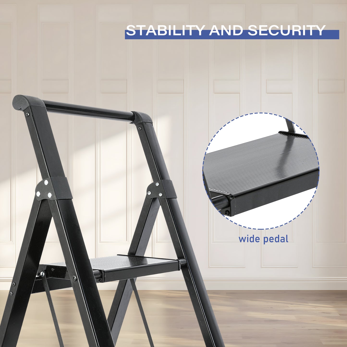 6-Step Aluminum Folding Step Stool Ladder 330 lbs. Load Capacity Type IA Duty Rating (5.57 ft. Reach Height), Black