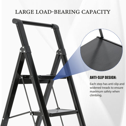 6-Step Aluminum Folding Step Stool Ladder 330 lbs. Load Capacity Type IA Duty Rating (5.57 ft. Reach Height), Black