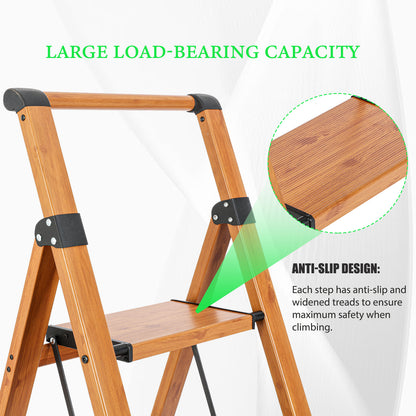6-Step Aluminum Folding Step Stool Ladder 330 lbs. Load Capacity Type IA Duty Rating (5.57 ft. Reach Height), Wood GRain