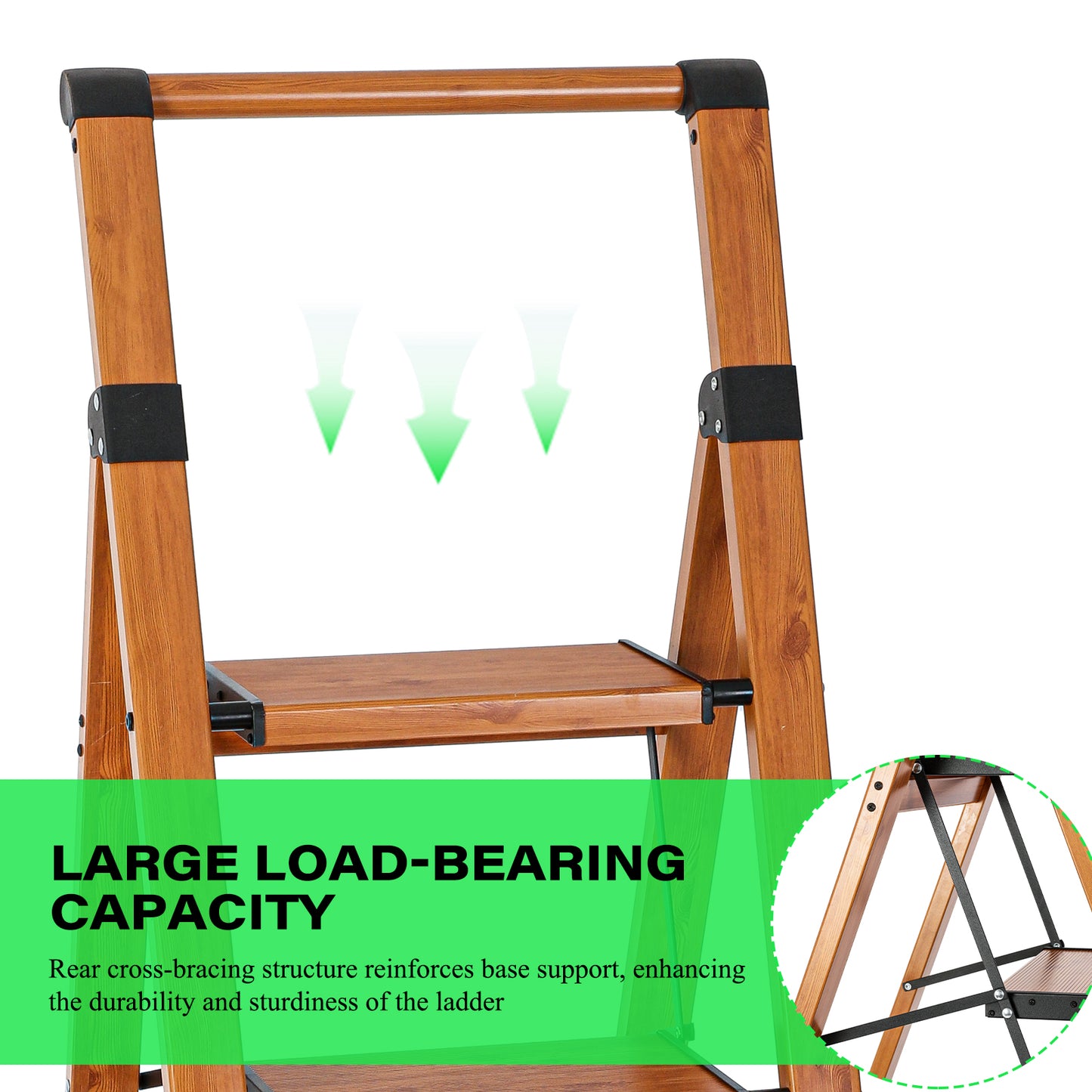 6-Step Aluminum Folding Step Stool Ladder 330 lbs. Load Capacity Type IA Duty Rating (5.57 ft. Reach Height), Wood GRain