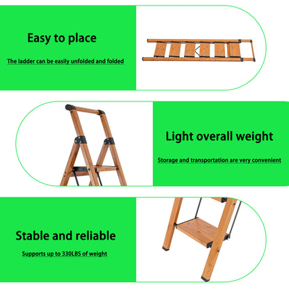 6-Step Aluminum Folding Step Stool Ladder 330 lbs. Load Capacity Type IA Duty Rating (5.57 ft. Reach Height), Wood GRain