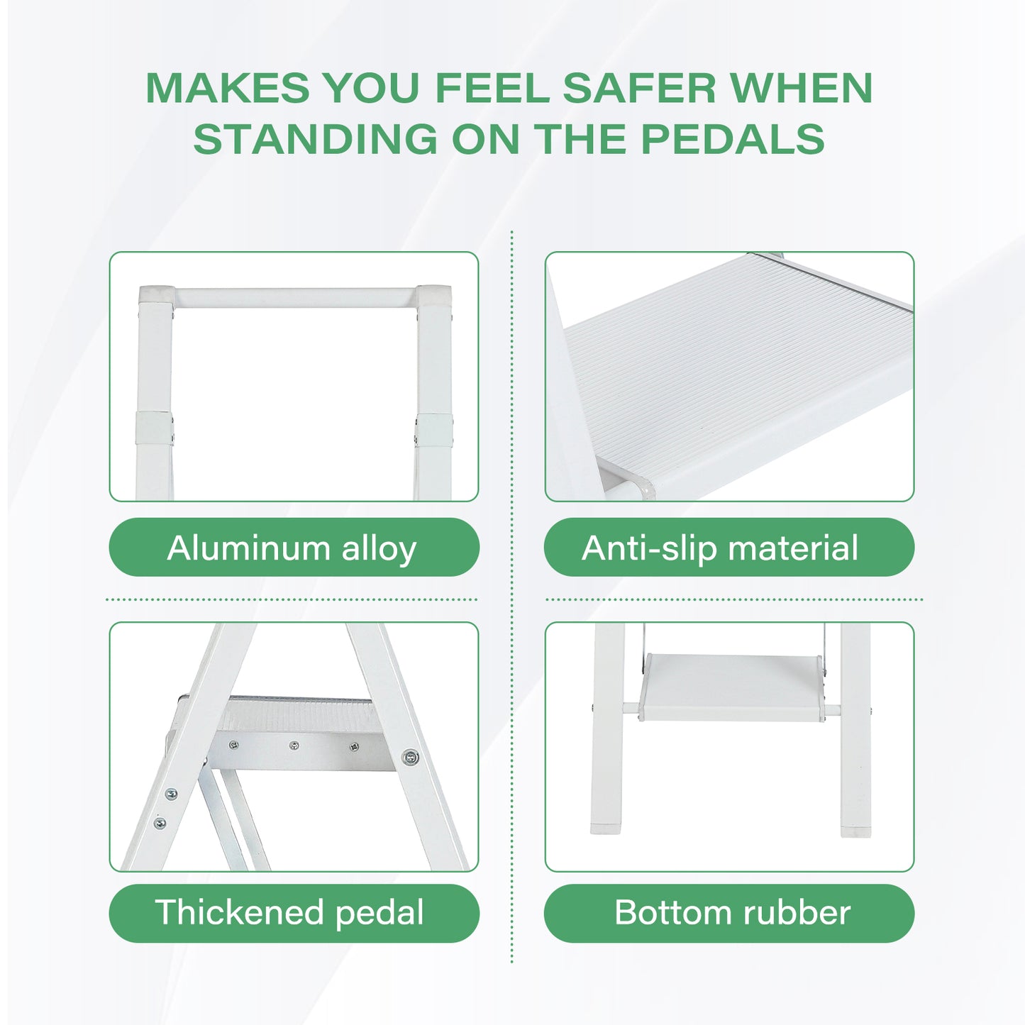 6-Step Aluminum Folding Step Stool Ladder 330 lbs. Load Capacity Type IA Duty Rating (5.57 ft. Reach Height), White