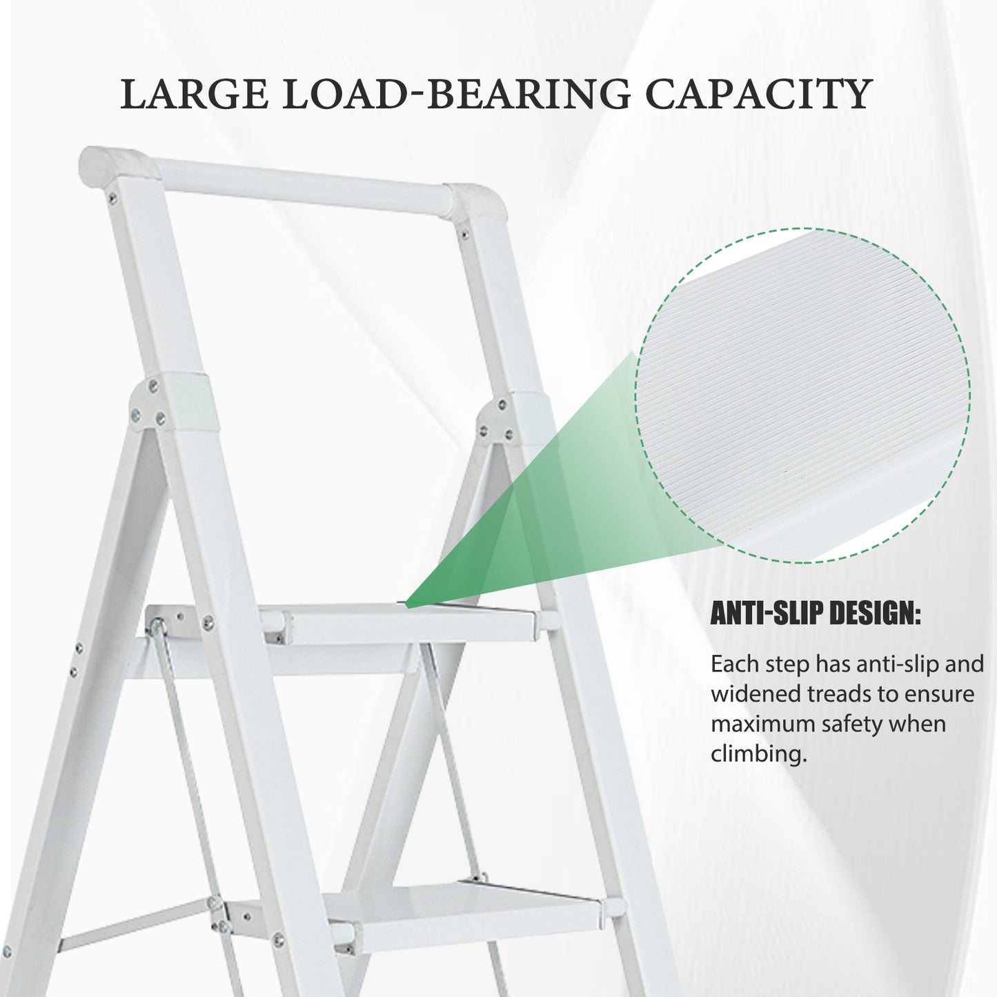 6-Step Aluminum Folding Step Stool Ladder 330 lbs. Load Capacity Type IA Duty Rating (5.57 ft. Reach Height), White
