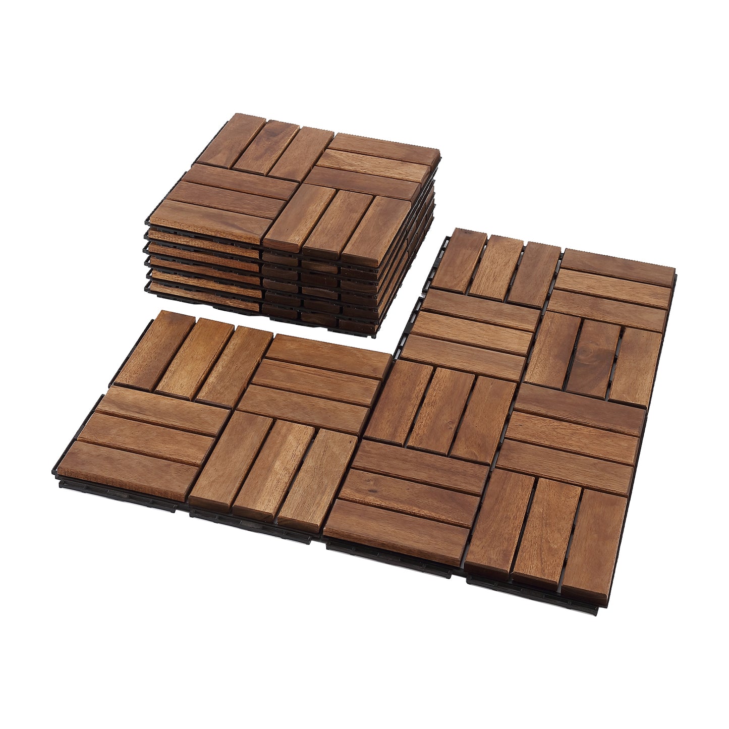 12 in. x 12 in. Outdoor Acacia Wood Flooring Interlocking Deck Tiles in Brown(10-pieces)
