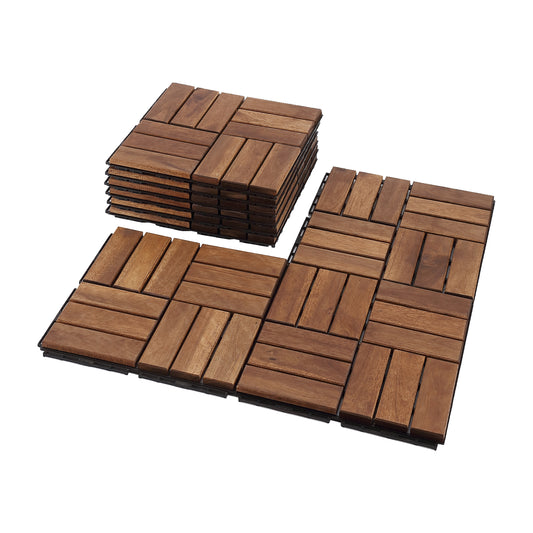 12 in. x 12 in. Outdoor Acacia Wood Flooring Interlocking Deck Tiles in Brown(10-pieces)