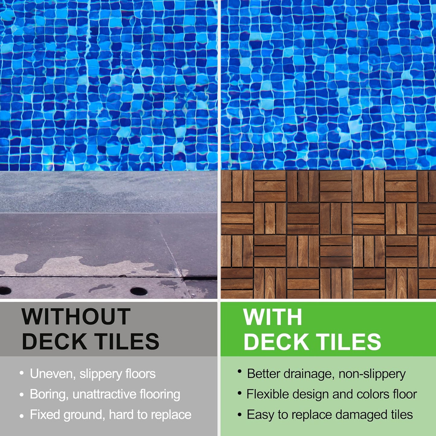12 in. x 12 in. Outdoor Acacia Wood Flooring Interlocking Deck Tiles in Brown(10-pieces)