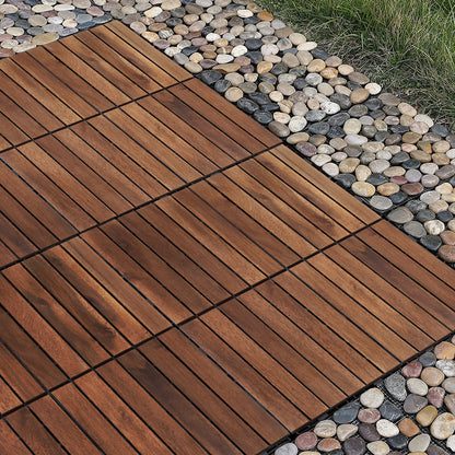 12" L x 12" W Solid Wood Interlocking Deck Tile（pack of 10)