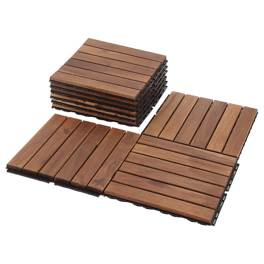 12" L x 12" W Solid Wood Interlocking Deck Tile（pack of 10)