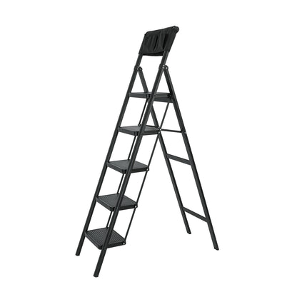 5 Step Ladder Steel Folding Step Stool Ladder with Tool Bag,330 lbs. Load Capacity
