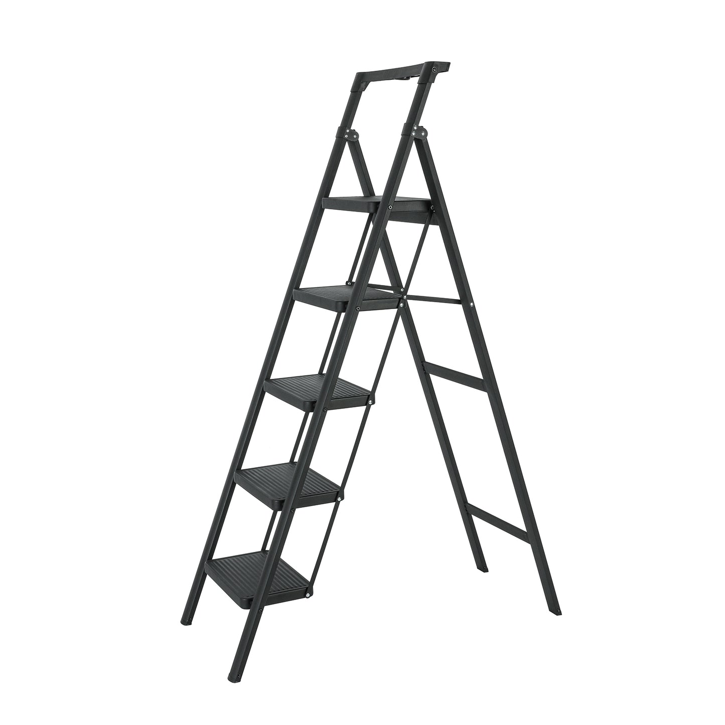 5 Step Ladder Steel Folding Step Stool Ladder with Tool Box,330 lbs. Load Capacity