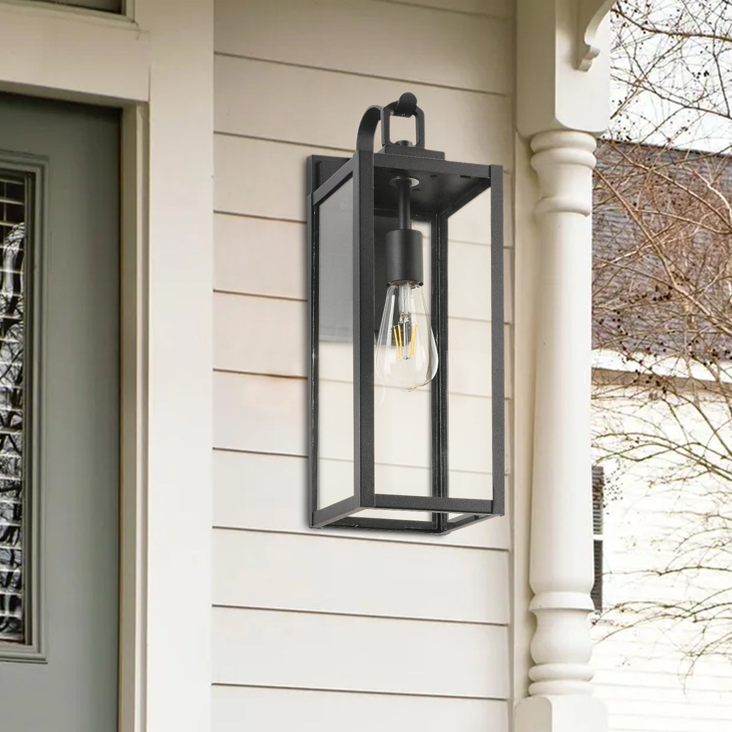 1-Light Matte Black Aluminum not Motion Sensing Outdoor Hardwired Wall Sconce with No Bulb Included