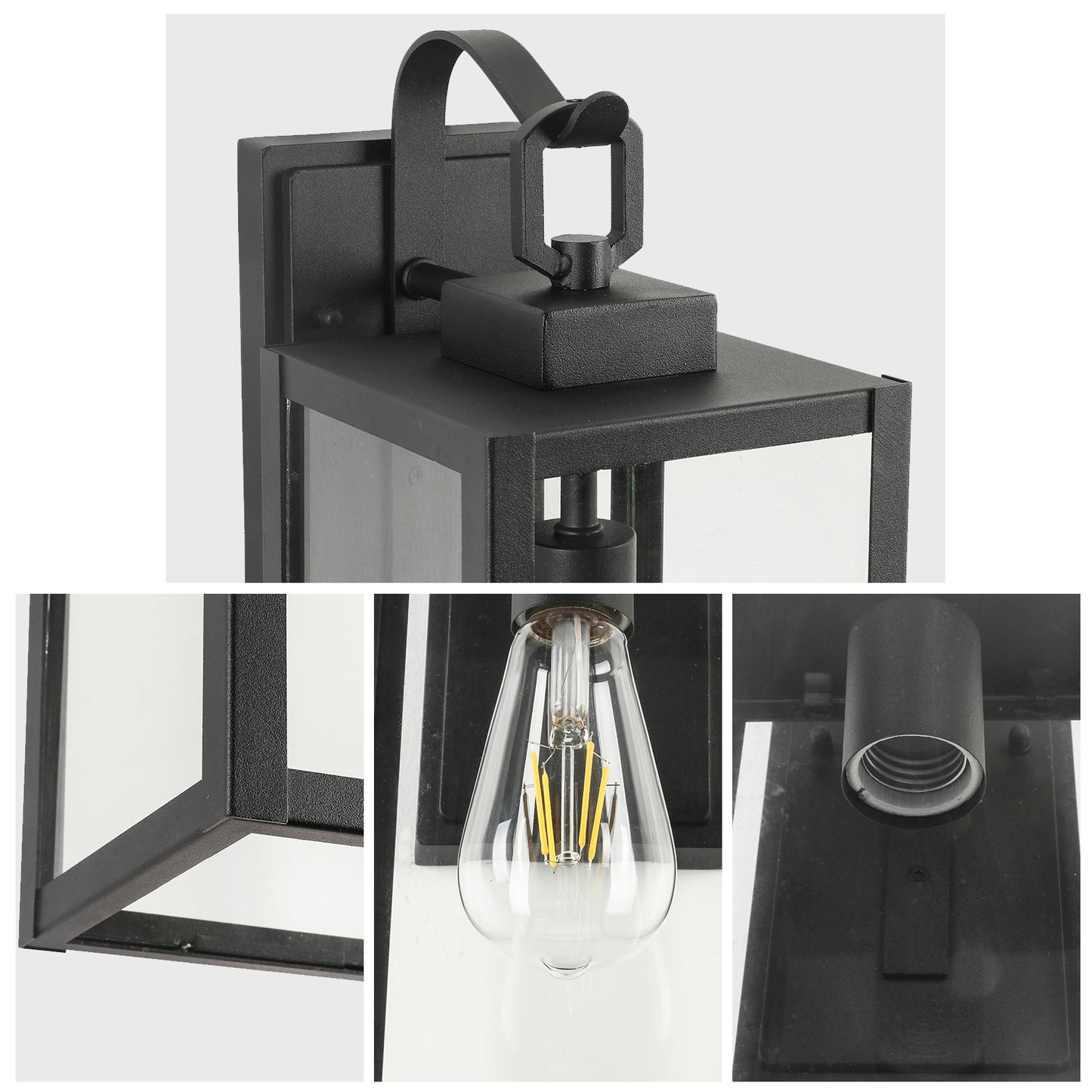1-Light Matte Black Aluminum not Motion Sensing Outdoor Hardwired Wall Sconce with No Bulb Included
