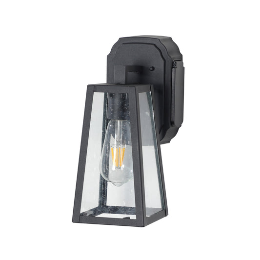 1-Light Matte Black Non-Motion Sensing Outdoor Hardwired Wall Sconce Light with Socket, Bulb Not Included