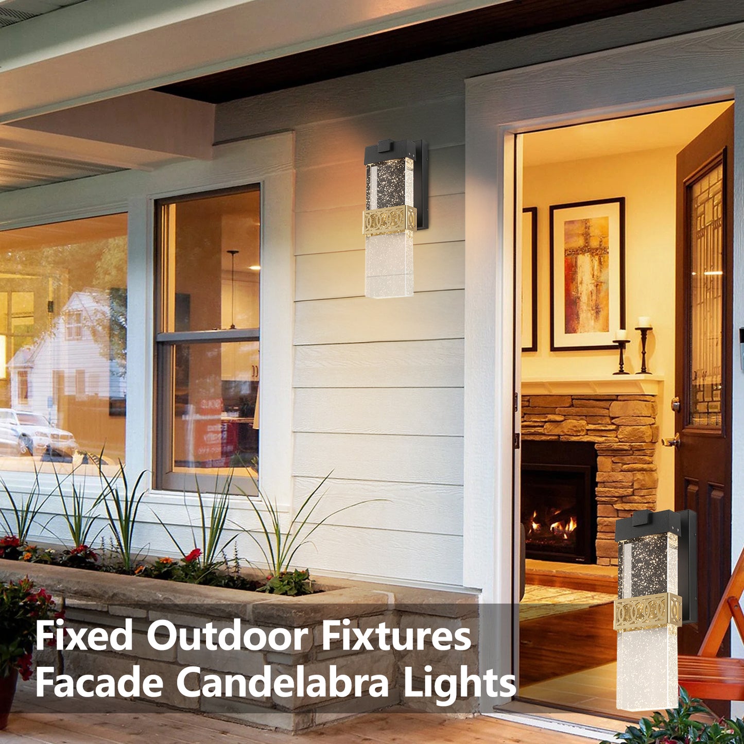 1-Light Black and Gold not Motion Sensing LED Outdoor Hardwired Wall Lantern Sconce with No Bulbs Included