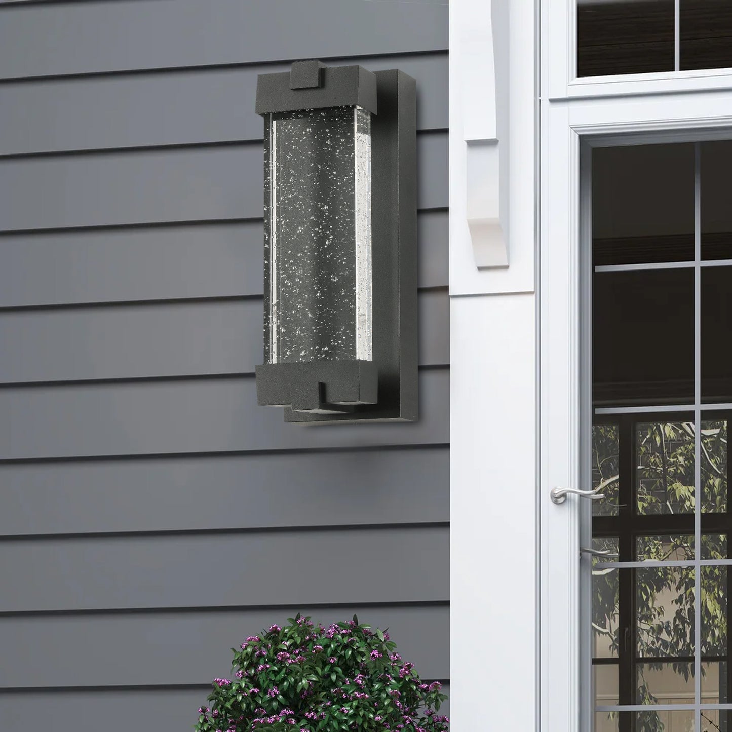 1-Light Matte Black not Motion Sensing LED Outdoor Hardwired Wall Lantern Sconce with No Bulbs Included