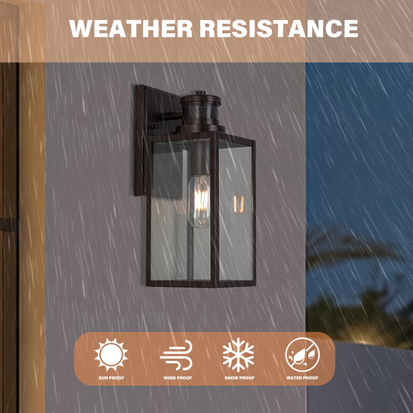 Ourdoor Wall Lights 1-Light 12.56-in H Oil-Rubbed Bronze Motion Sensor Led, Outdoor Wall Light