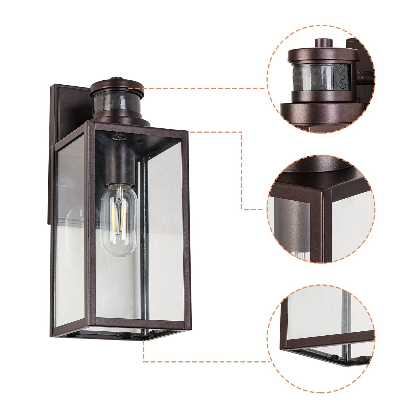 Ourdoor Wall Lights 1-Light 12.56-in H Oil-Rubbed Bronze Motion Sensor Led, Outdoor Wall Light