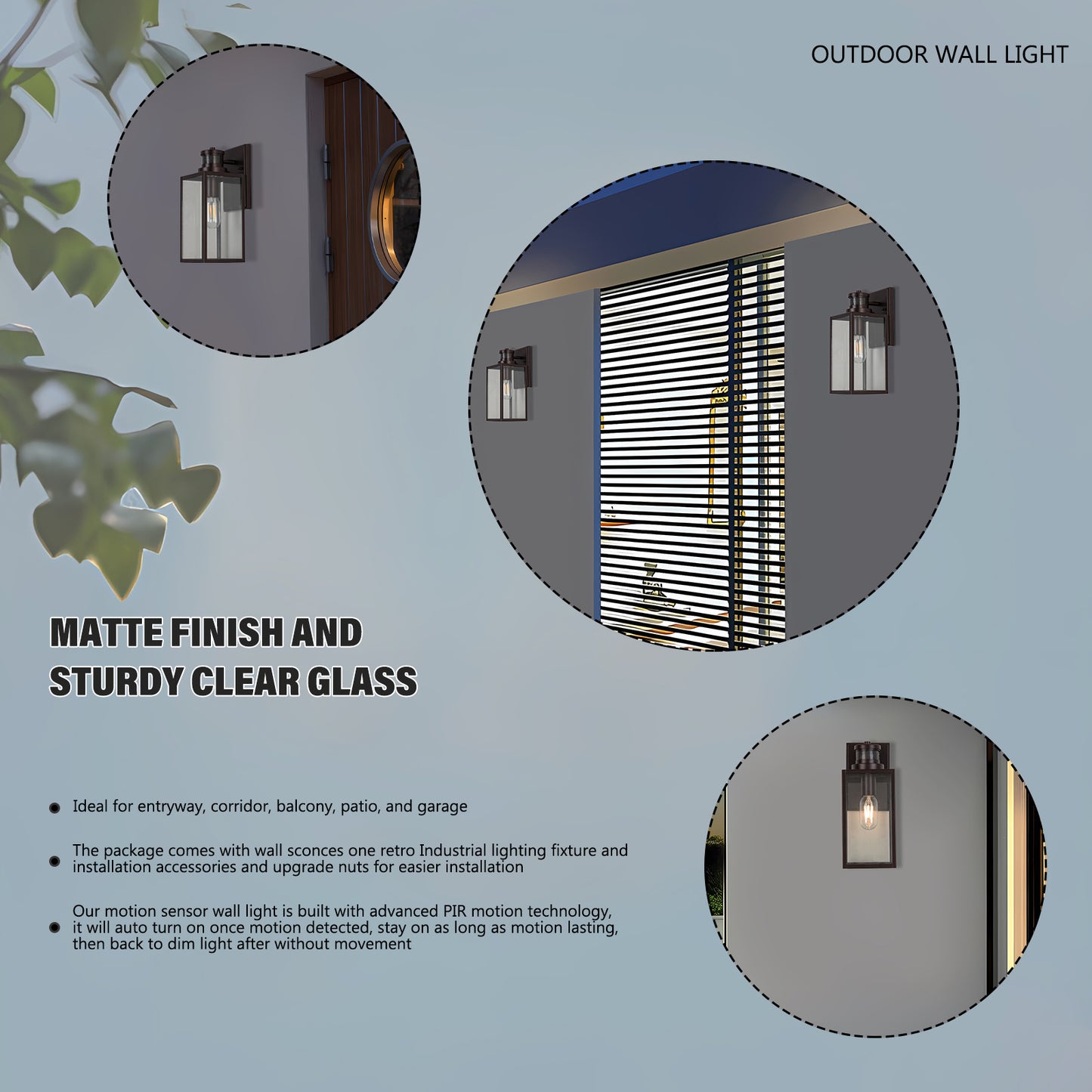 Ourdoor Wall Lights 1-Light 12.56-in H Oil-Rubbed Bronze Motion Sensor Led, Outdoor Wall Light