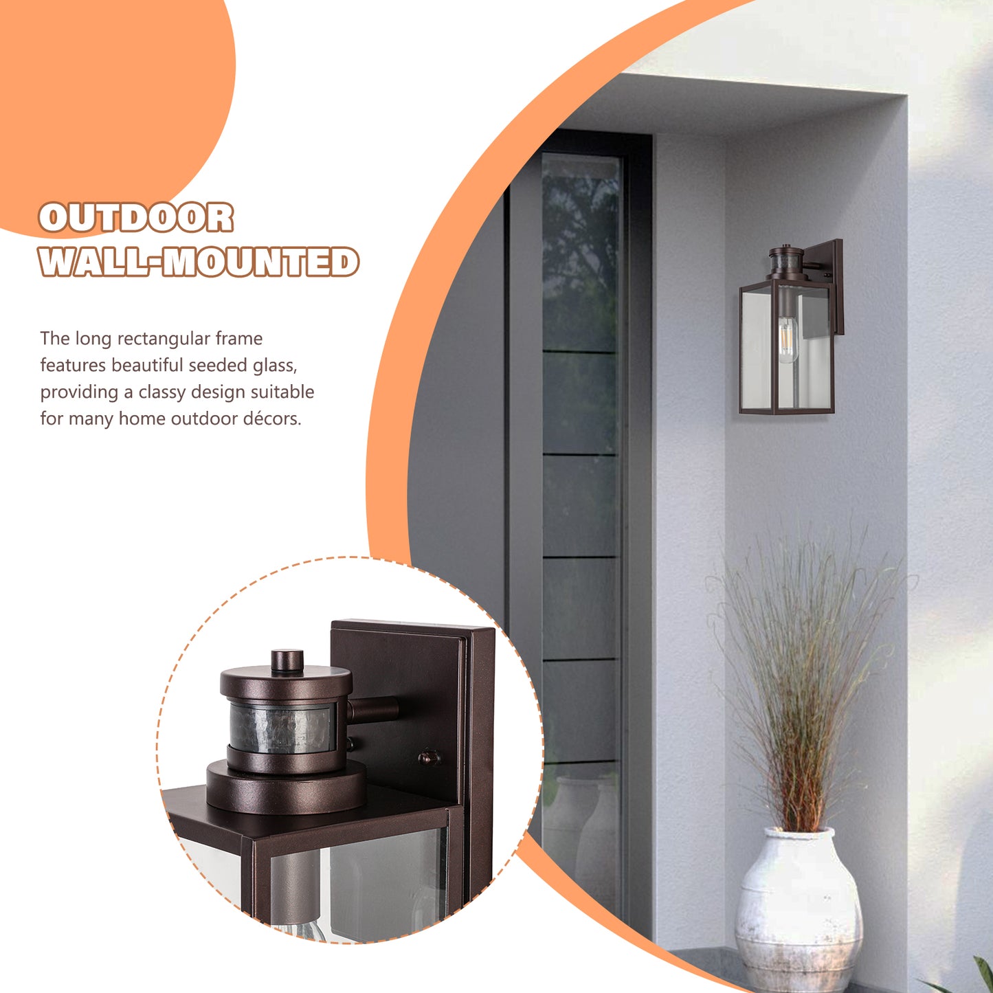 Ourdoor Wall Lights 1-Light 12.56-in H Oil-Rubbed Bronze Motion Sensor Led, Outdoor Wall Light
