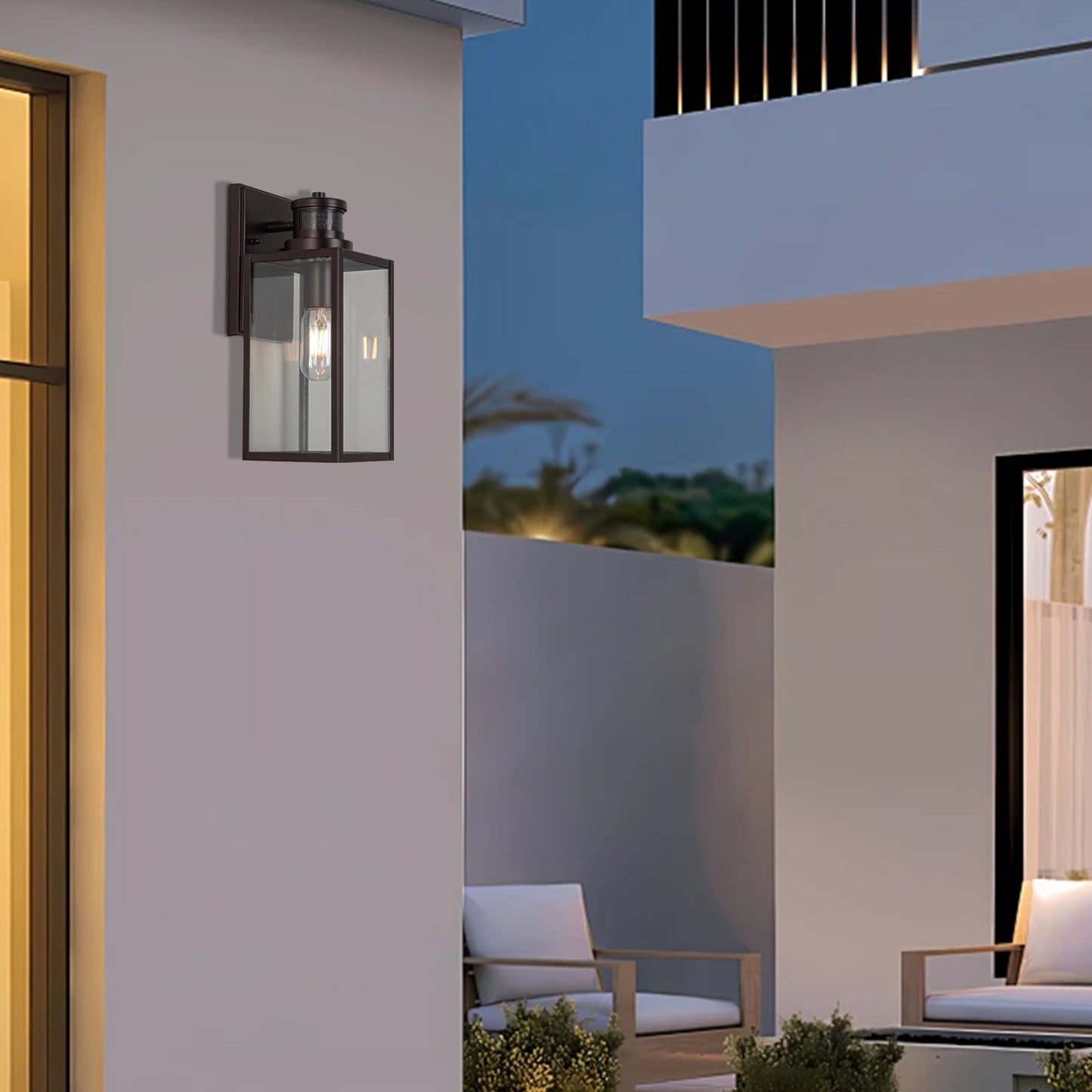 Ourdoor Wall Lights 1-Light 12.56-in H Oil-Rubbed Bronze Motion Sensor Led, Outdoor Wall Light