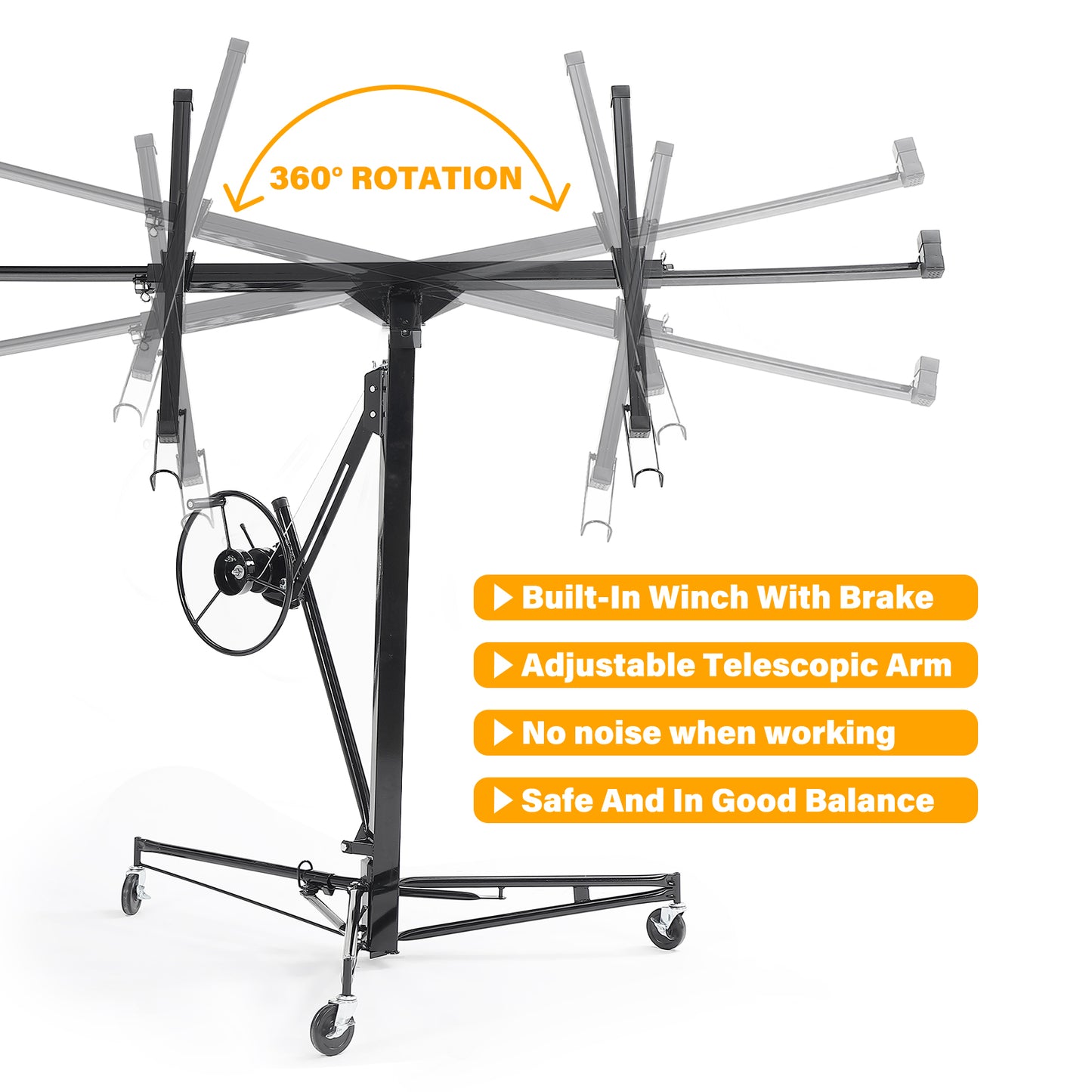 11 ft. Drywall Panel Hoist Jack Lifter Drywall Lift Panel Lift in Black
