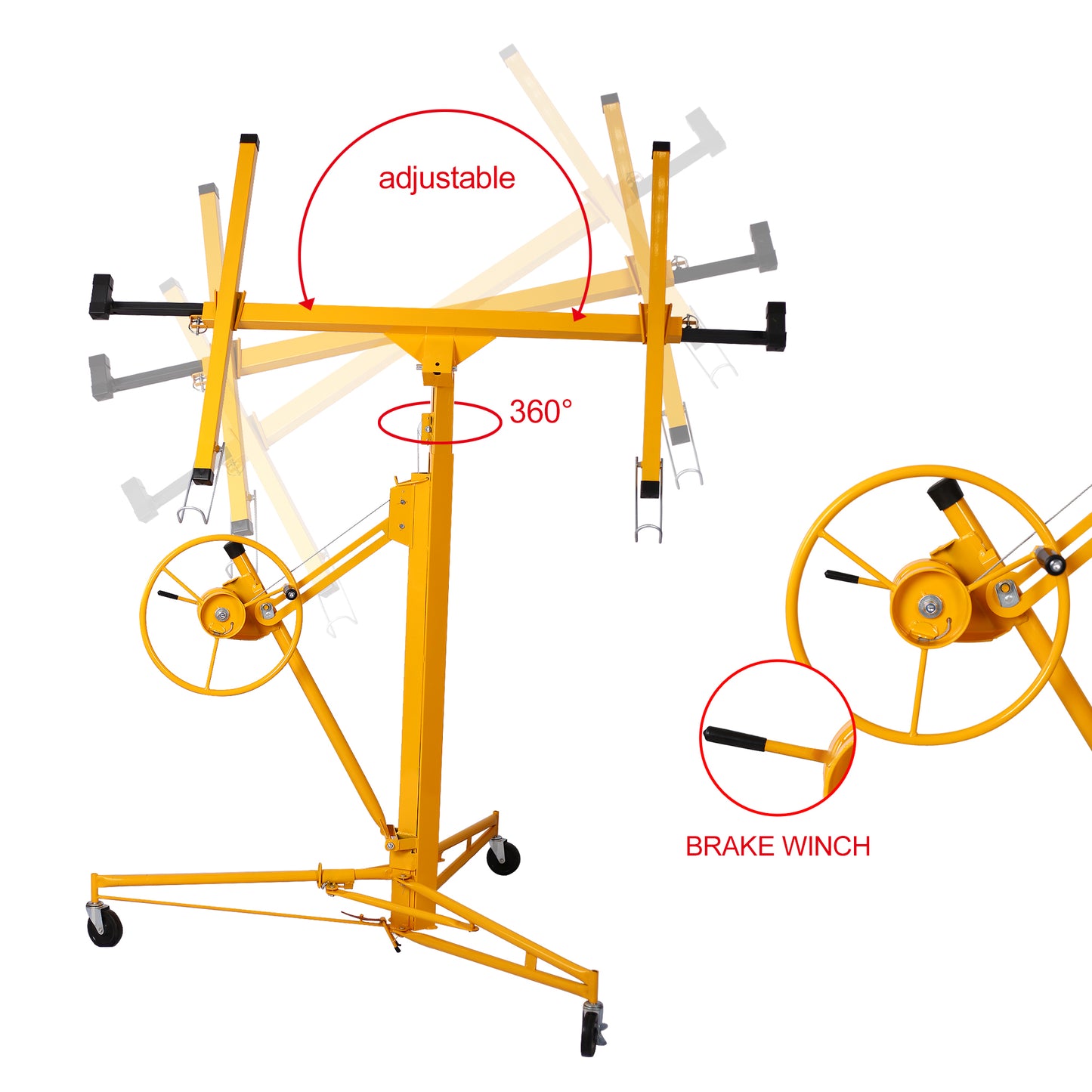 11 ft. Drywall Panel Hoist Jack Lifter Drywall Lift Panel Lift in Yellow