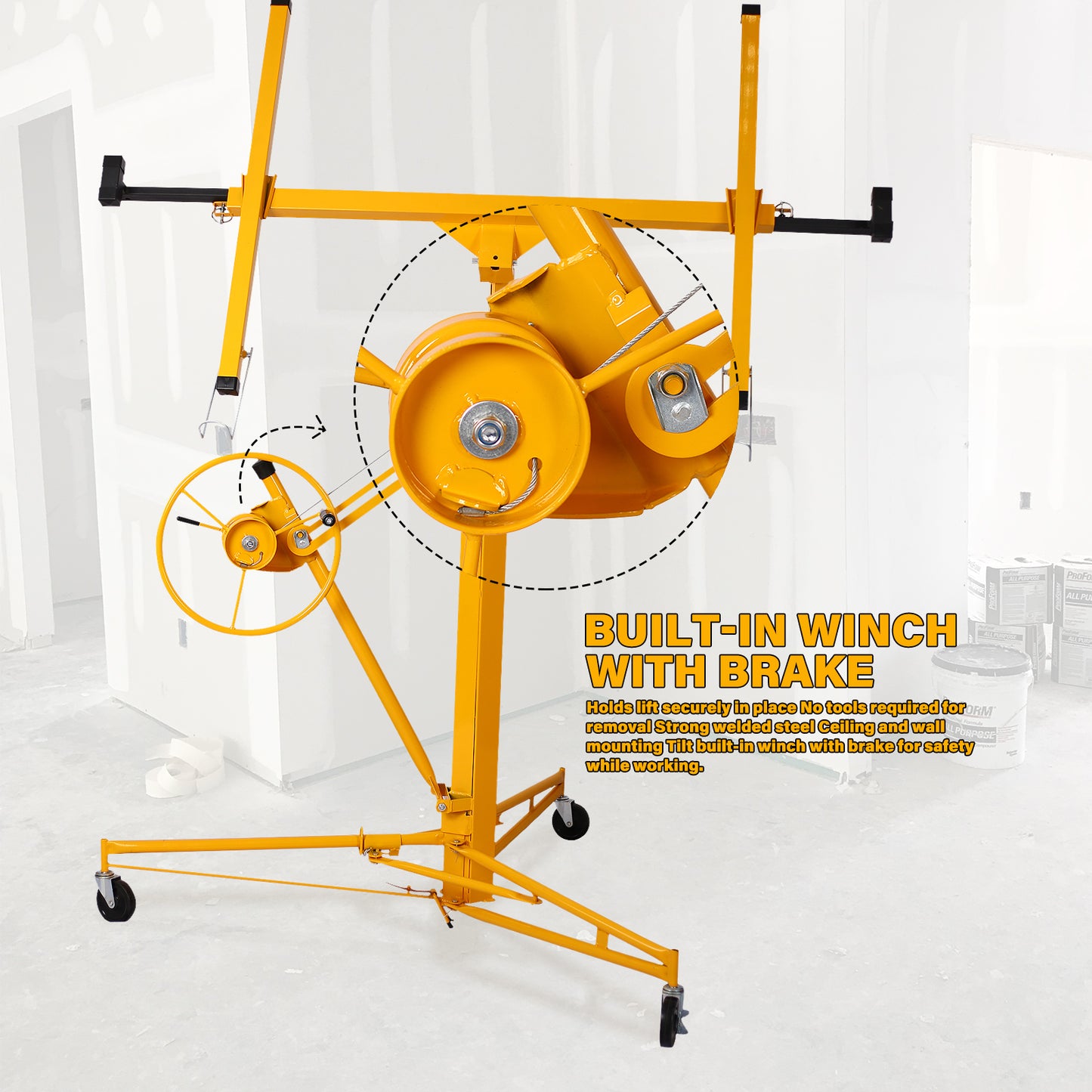 11 ft. Drywall Panel Hoist Jack Lifter Drywall Lift Panel Lift in Yellow