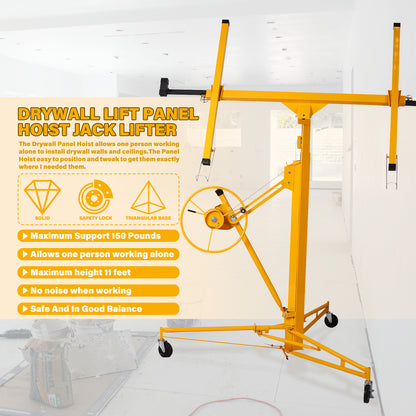 11 ft. Drywall Panel Hoist Jack Lifter Drywall Lift Panel Lift in Yellow