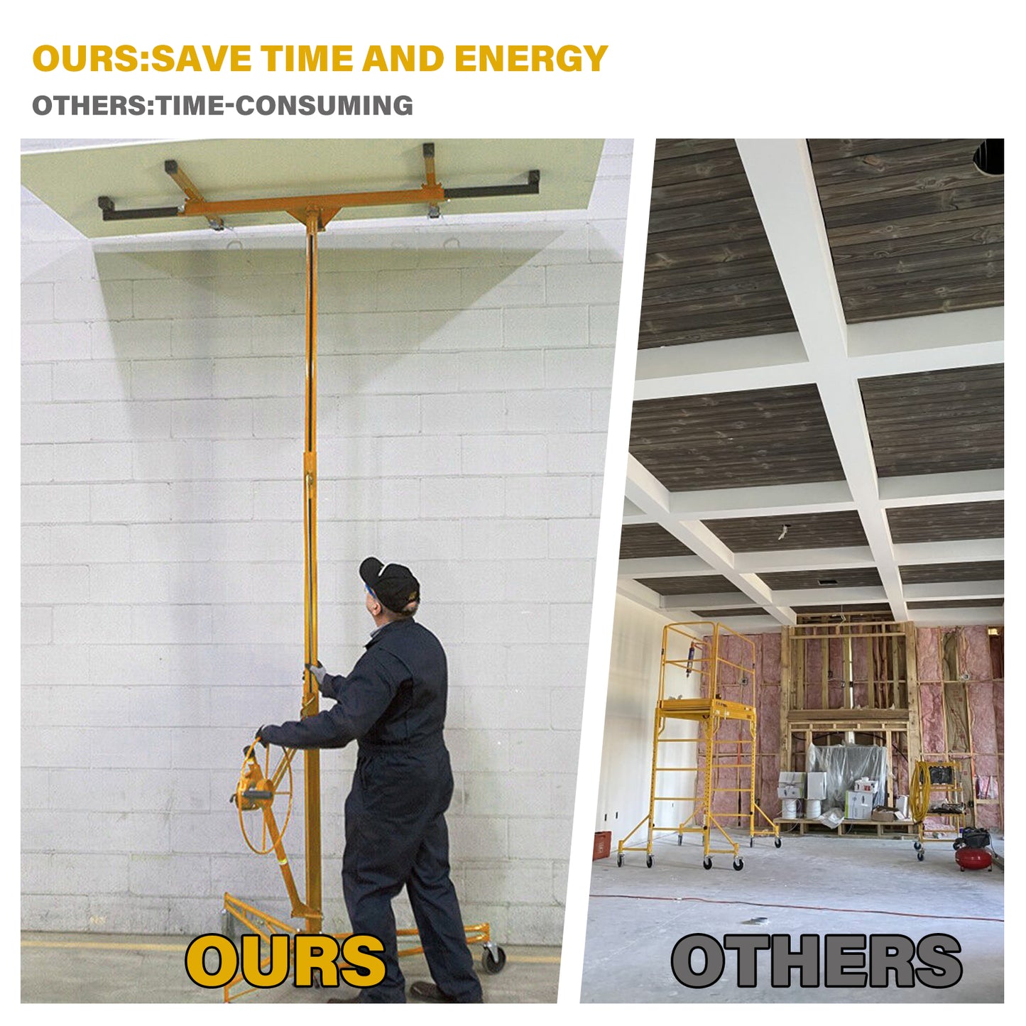 16 ft. Drywall Panel Hoist Jack Lifter Drywall Lift Panel Lift in Yellow