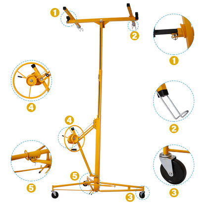 16 ft. Drywall Panel Hoist Jack Lifter Drywall Lift Panel Lift in Yellow