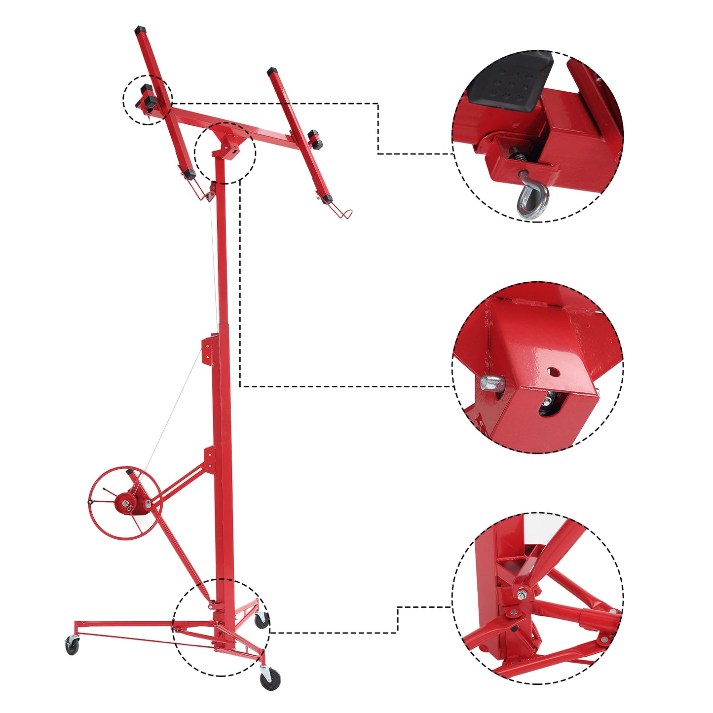 13 ft. Drywall Panel Hoist Jack Lifter Drywall Lift Panel Lift in Red