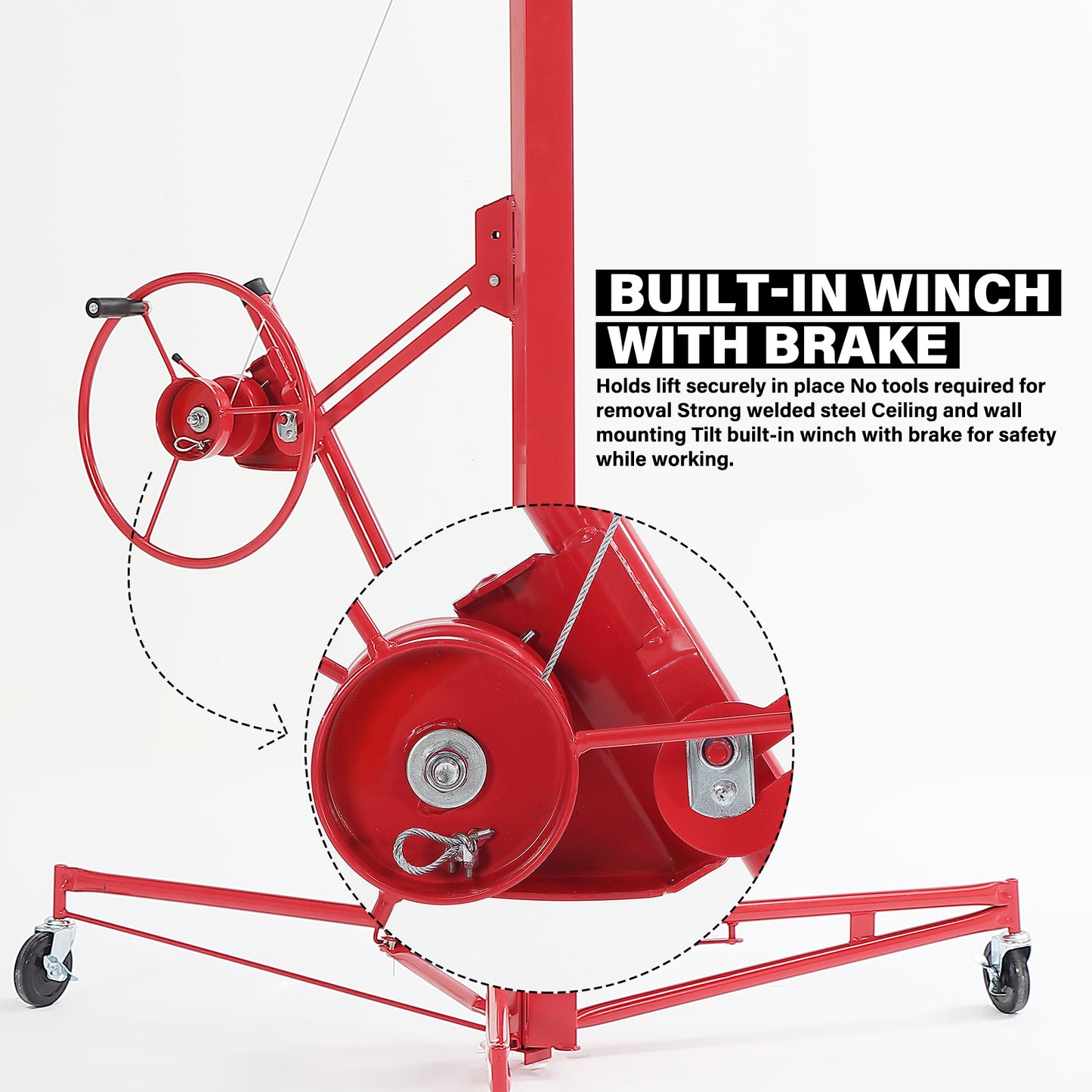 13 ft. Drywall Panel Hoist Jack Lifter Drywall Lift Panel Lift in Red