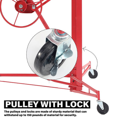 13 ft. Drywall Panel Hoist Jack Lifter Drywall Lift Panel Lift in Red