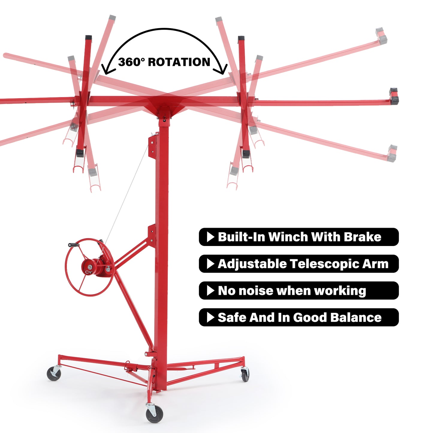 13 ft. Drywall Panel Hoist Jack Lifter Drywall Lift Panel Lift in Red
