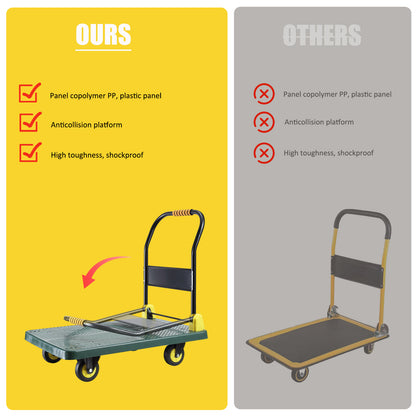 Foldable Push Hand Cart, Platform Truck with 880 lbs. Weight Capacity, Green