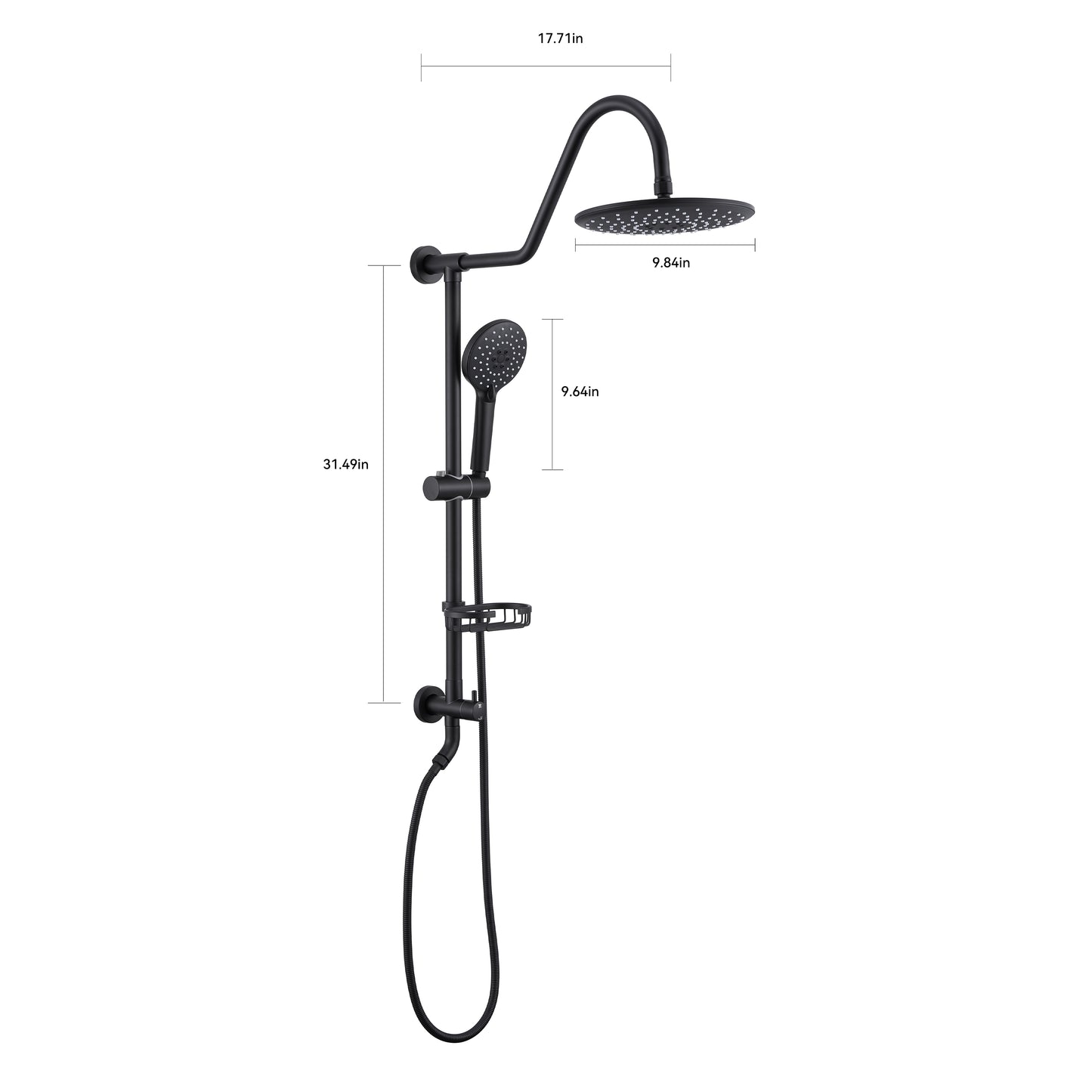 Wall Bar Shower Kit 1-Spray 7.85 in. Round Rain Shower Head with Hand Shower in Oil-Rubbed Bronze