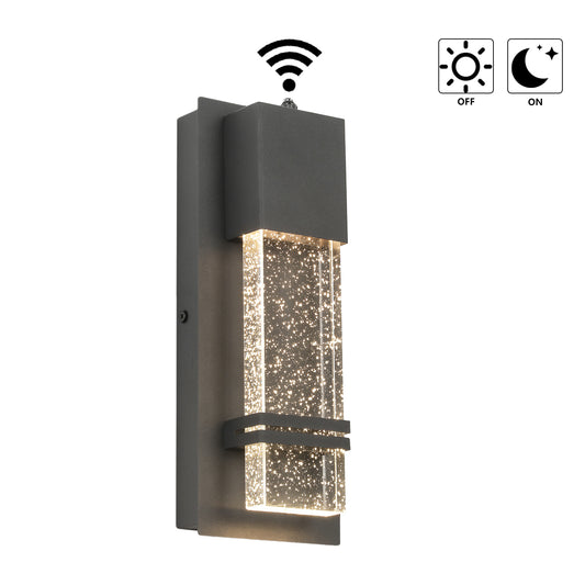 1-Light Textured Black not Motion Sensing Dusk to DaWn Outdoor HardWired Wall Lantern Sconce With LED