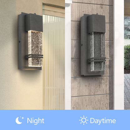 1-Light Textured Black not Motion Sensing Dusk to DaWn Outdoor HardWired Wall Lantern Sconce With LED