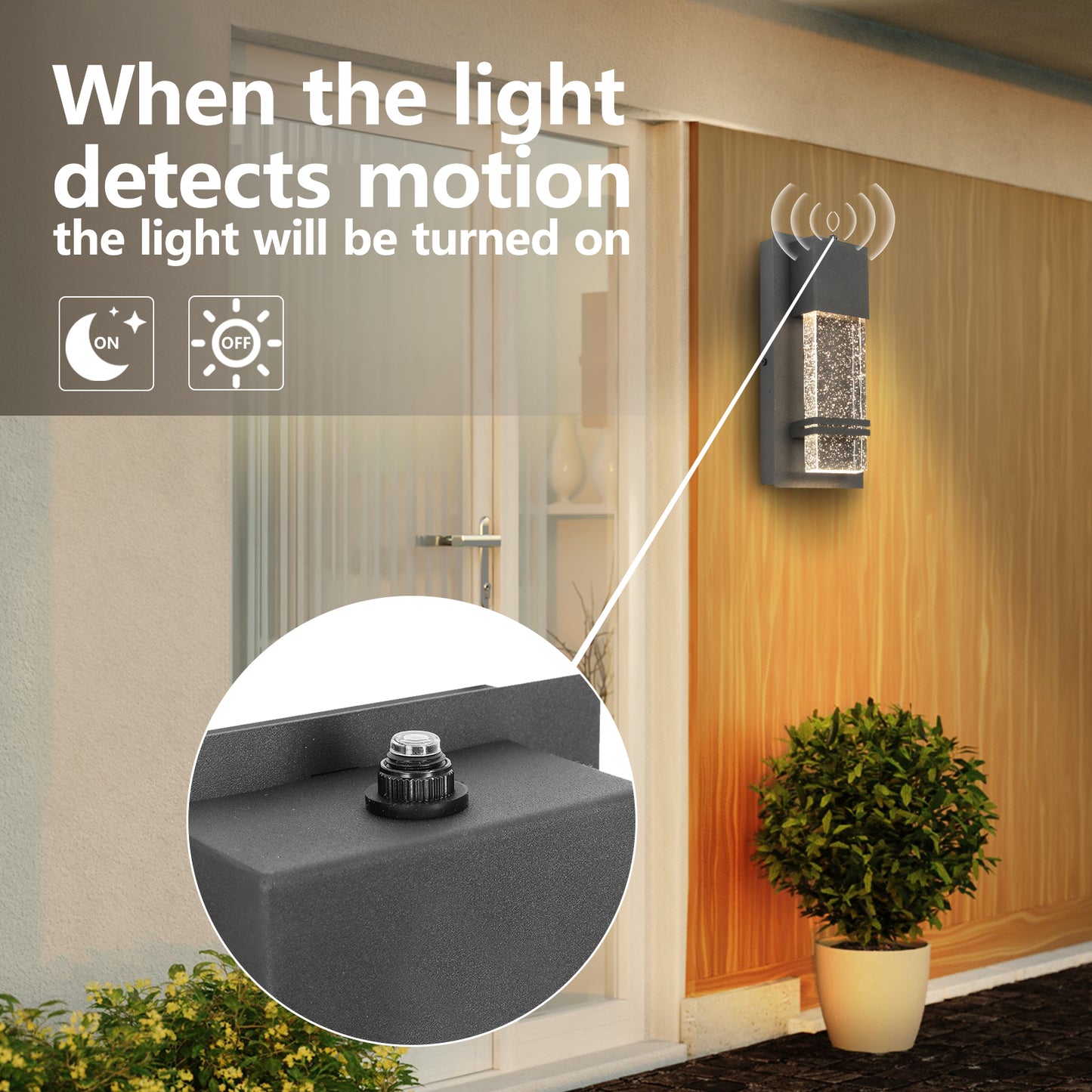 1-Light Textured Black not Motion Sensing Dusk to DaWn Outdoor HardWired Wall Lantern Sconce With LED