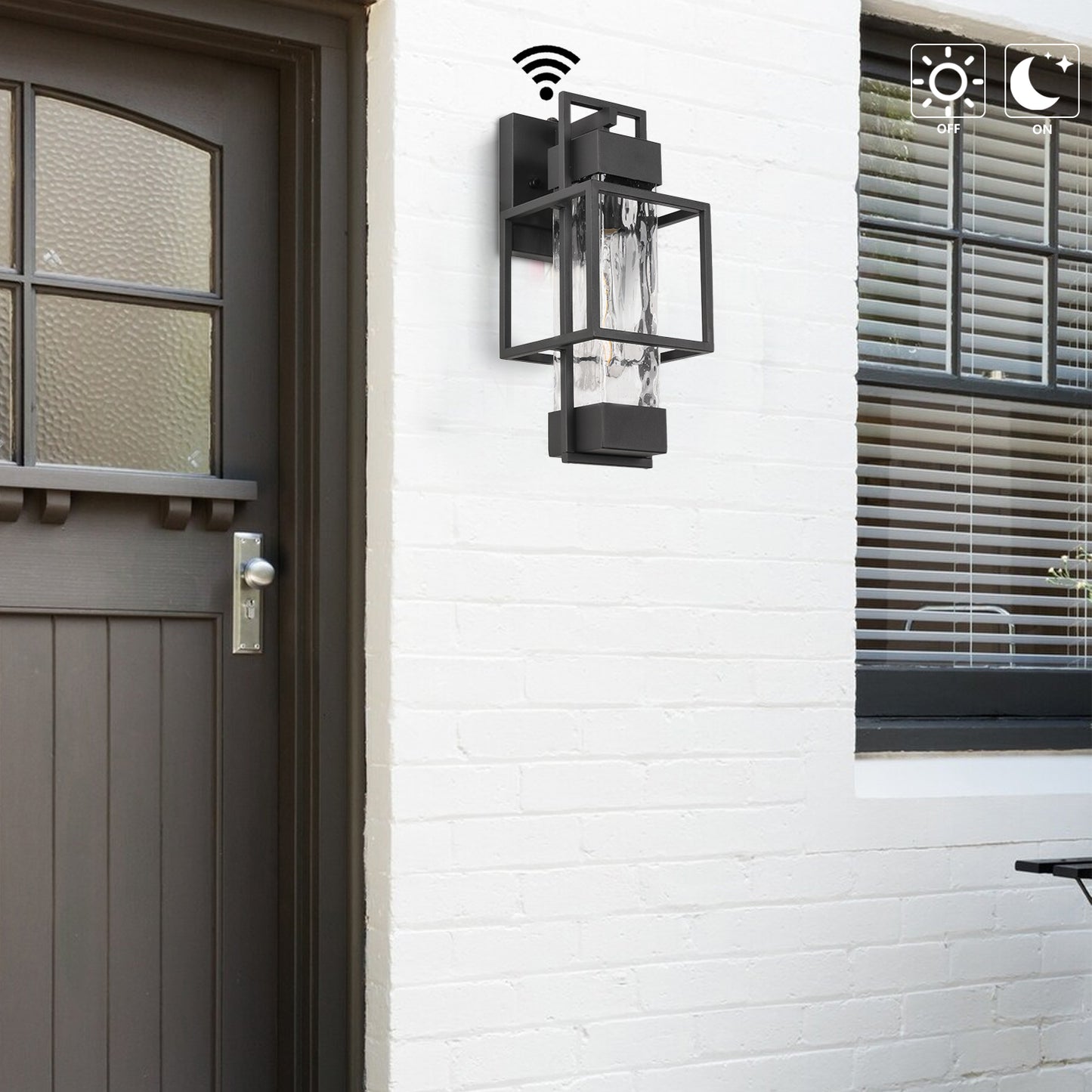 " Dusk to Dawn Outdoor Hardwired Wall Lantern Sconce with No Bulbs Included"