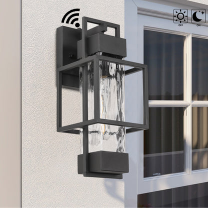 " Dusk to Dawn Outdoor Hardwired Wall Lantern Sconce with No Bulbs Included"