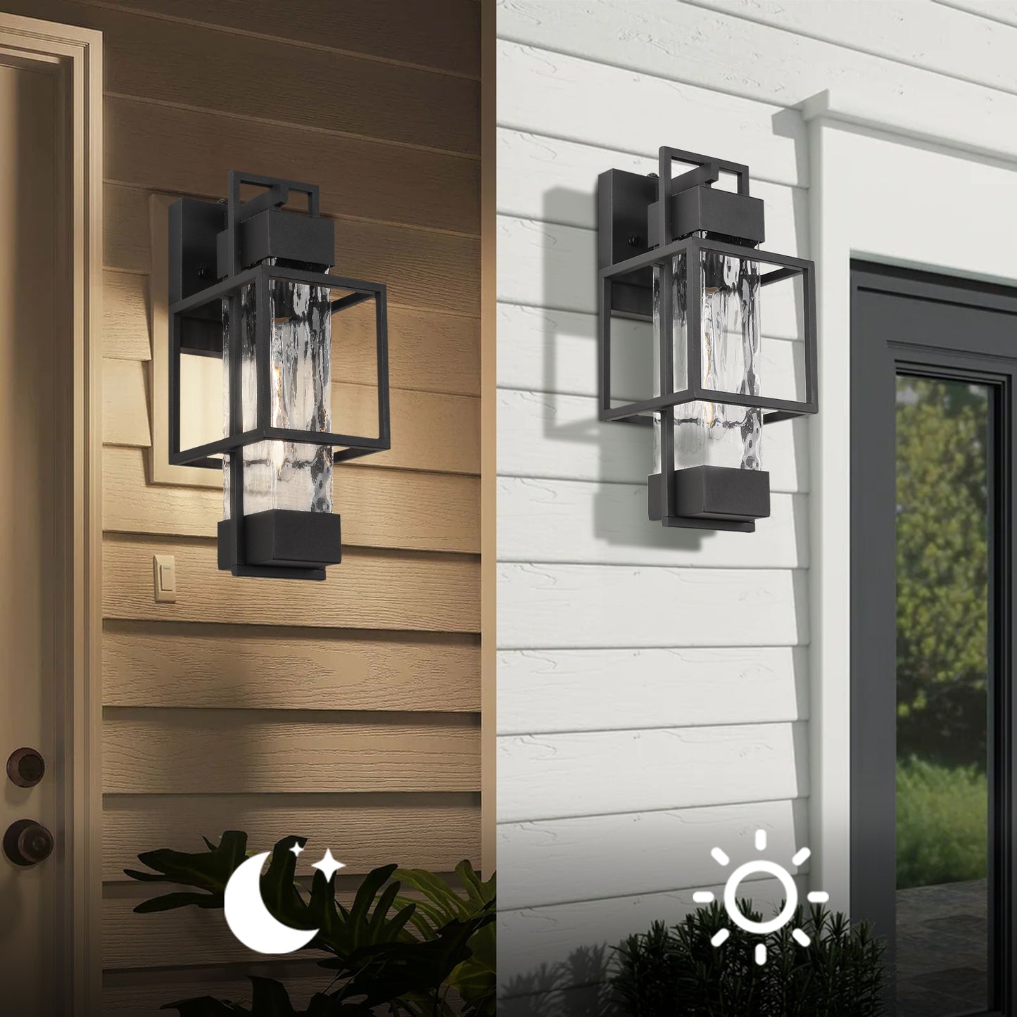 " Dusk to Dawn Outdoor Hardwired Wall Lantern Sconce with No Bulbs Included"