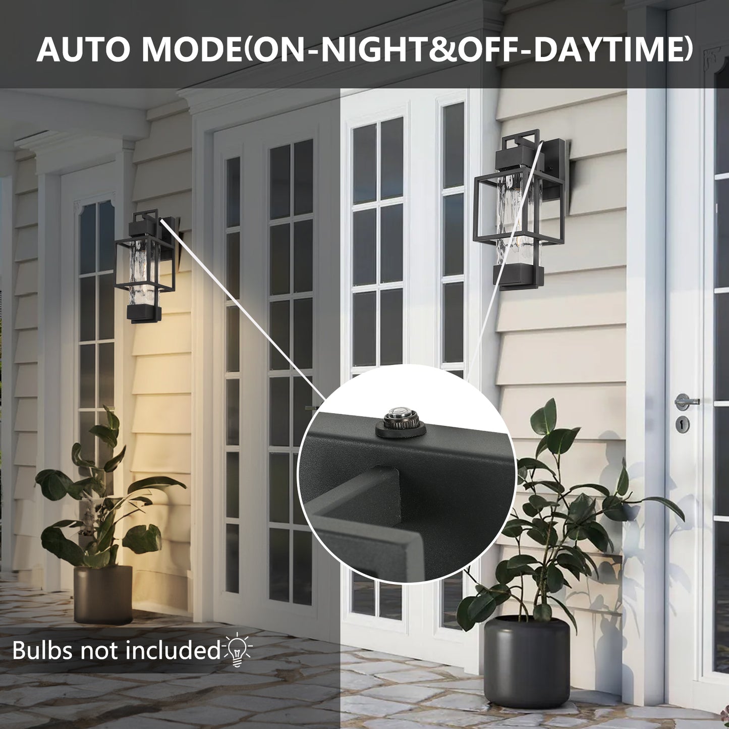 " Dusk to Dawn Outdoor Hardwired Wall Lantern Sconce with No Bulbs Included"