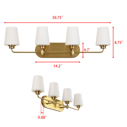 4-Light White Plus Gold Bathroom Vanity Light with Shade
