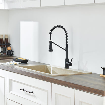 Single Handle Pull-Down Sprayer Kitchen Faucet in Matte Black