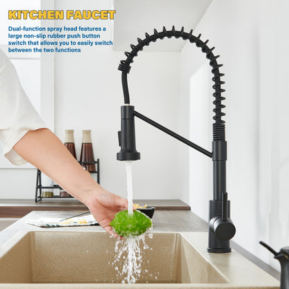 Single Handle Pull-Down Sprayer Kitchen Faucet in Matte Black